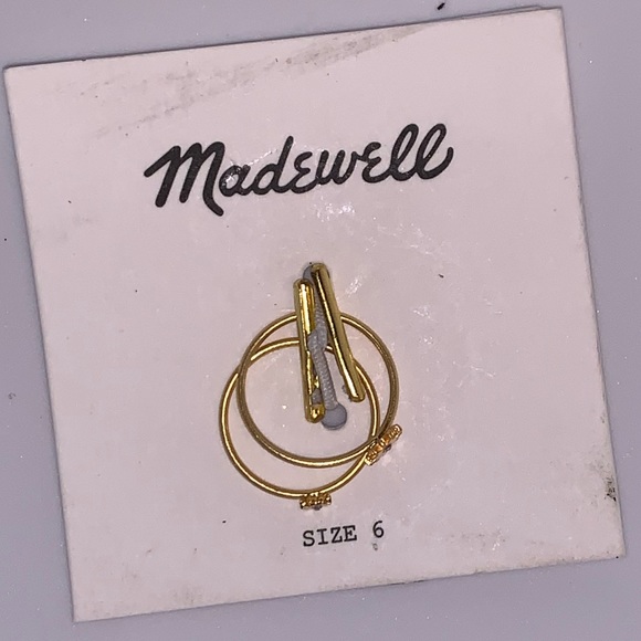 Madewell Sunshine Sun Gear Gold tone rings Crystal CZ stone center Size 6 🤩 D3 - Picture 2 of 3